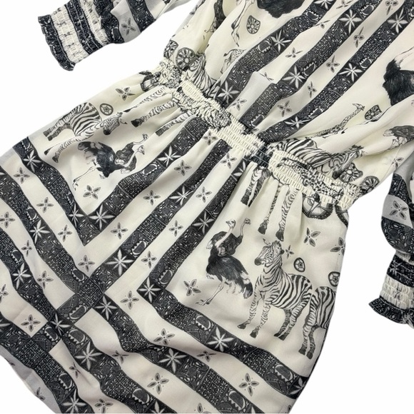 Amanda Uprichard Women's Vista Zoo Print Mini Dress Black & White Size P/XS - Picture 8 of 11
